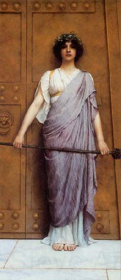 John William Godward At the Gate of the Temple